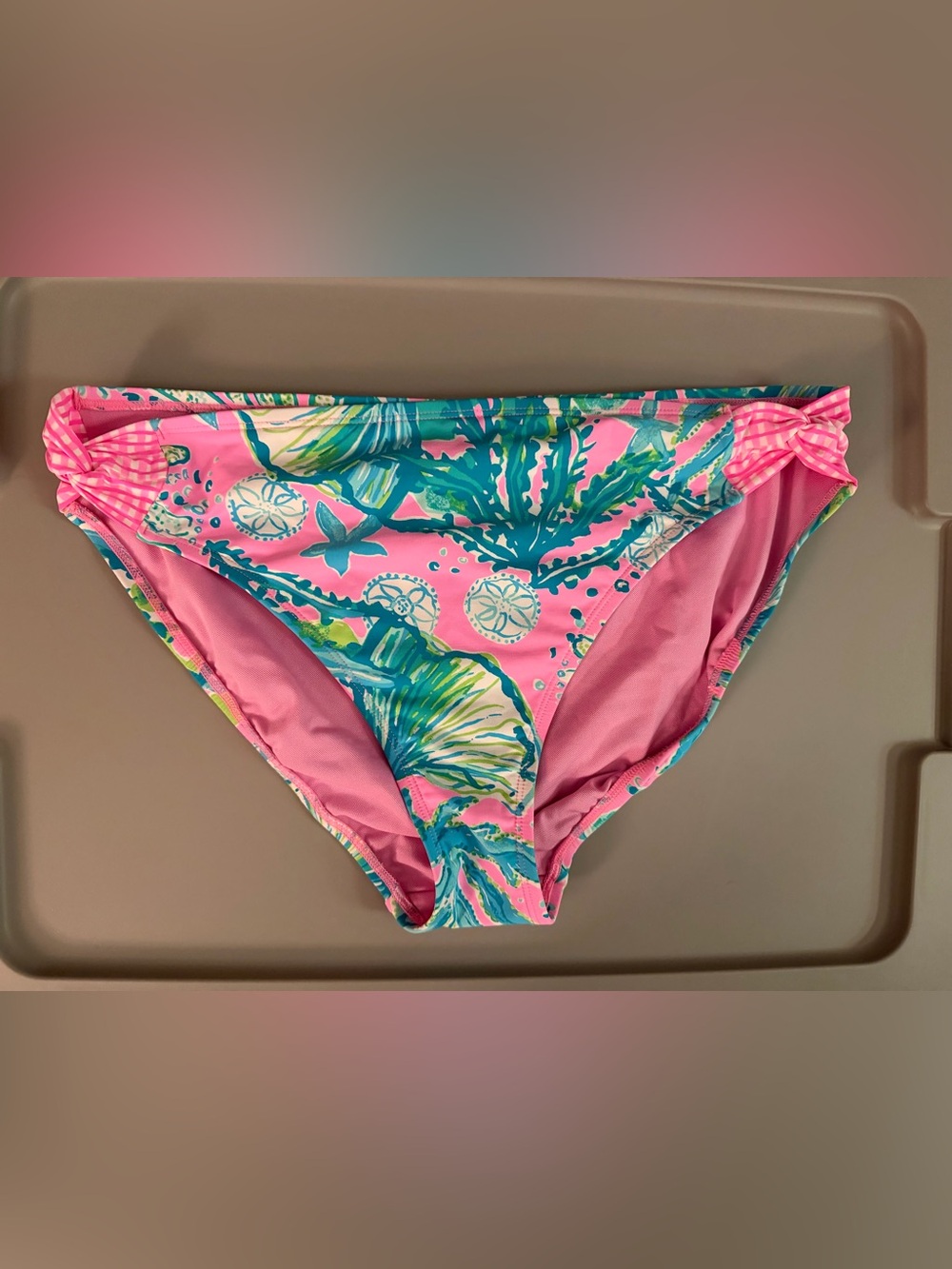 Lilly Pulitzer bikini top and bottom size 14 pink green hip nautic swimsuit - Picture 8 of 13